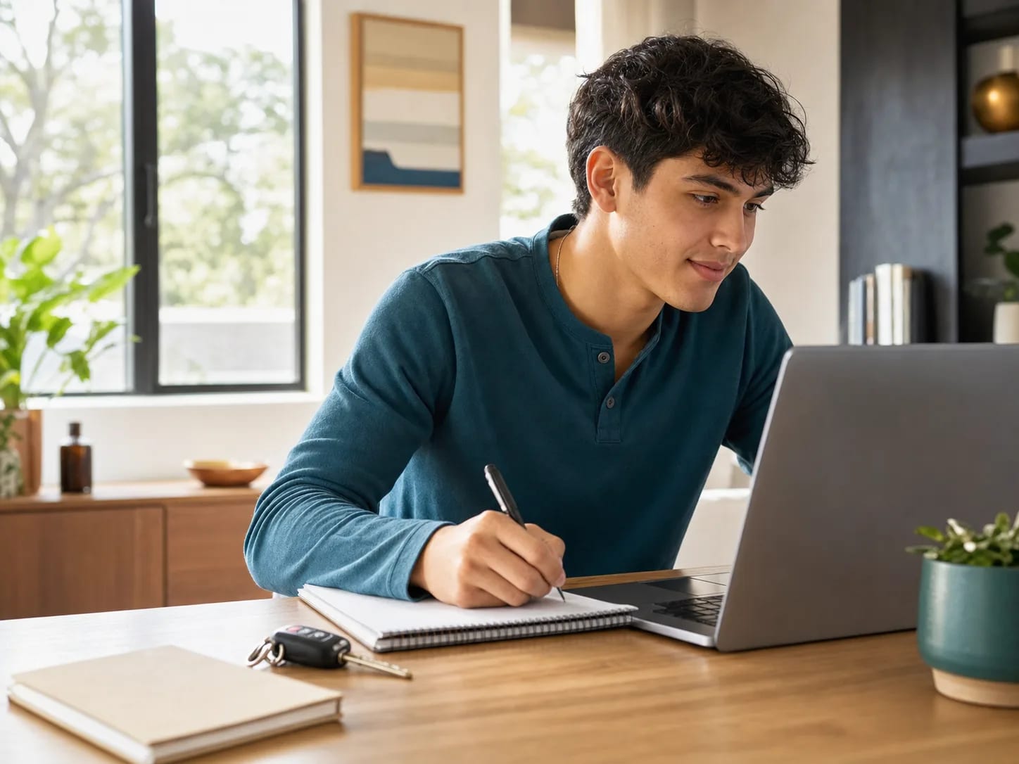Texas driver education student completing an online course on a laptop